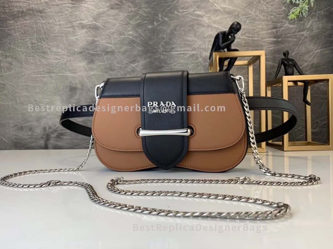 Prada Sidonie Mini Black And Brown Leather Belt Bag SHW 021